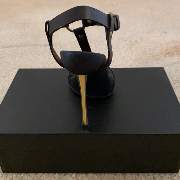 VINTAGE NEW GUCCI BNIB “KYLIE” DK BROWN LEATHER STILETTOS w/GOLD HEELS SZ 36 (6) - Picture 5 of 16